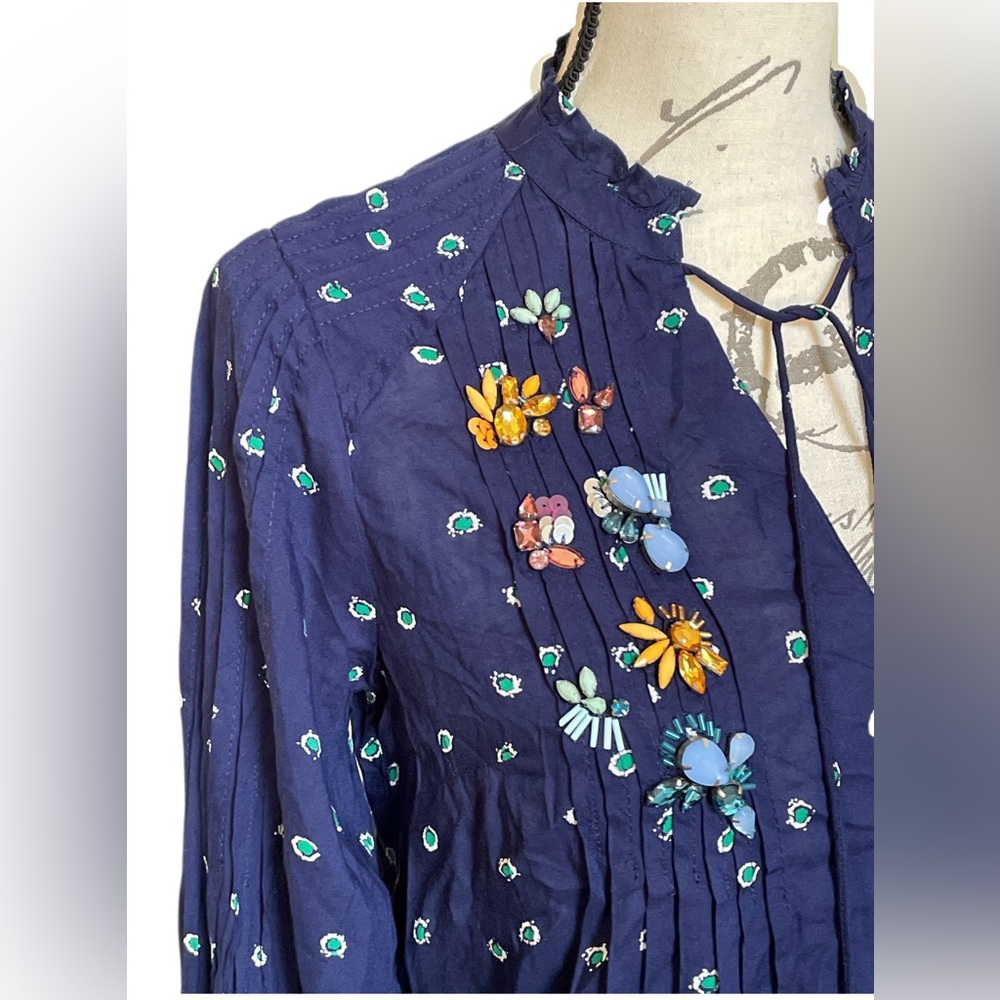 Navy Anthropologie Ashton Boho Peasant Top, by Vanessa Virginia - 2 - Picture 6 of 10